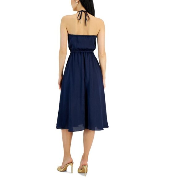 I.N.C. International Concepts Women's Size Medium Ruched Blue Halter Dress NWT - Picture 2 of 8